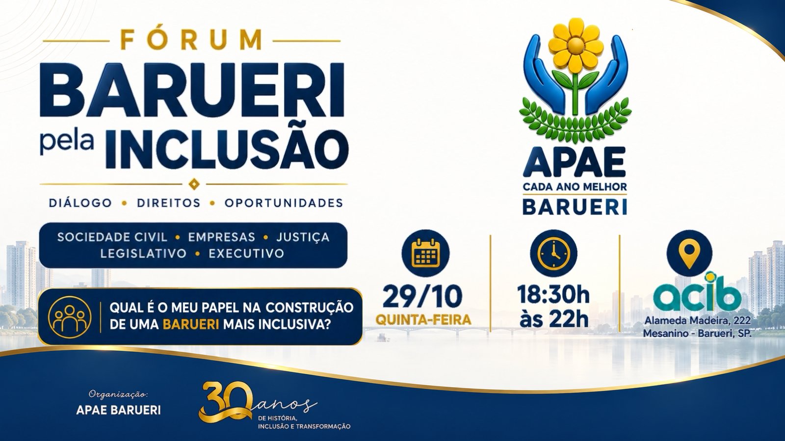 1º Fórum Barueri pela Inclusão convida a cidade a pensar: qual é o meu papel?
